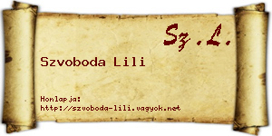 Szvoboda Lili névjegykártya